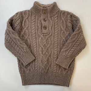 Baby GAP Cable Knit Sweater Size 4Brown Button Mock Neck Wool Blend Grandpacore